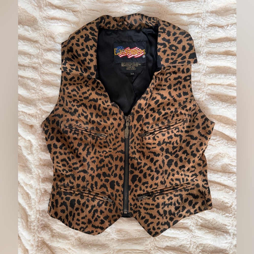 Easyriders Vintage leather leopard print vest
